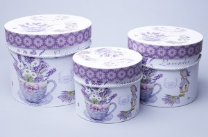 Коробка цилиндр набор из 3шт. 23x195см лаванда скворечник фото