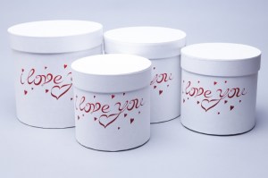 Коробка цилиндр набор из 4шт. 20x20-15х15см I love you на белом фото