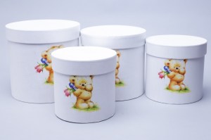 Коробка цилиндр набор из 4шт. 20x20-15х15см Мишка фото
