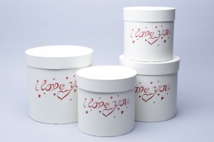 Коробка цилиндр набор из 4шт. 20x20-15х15см I love you на кремовом фото